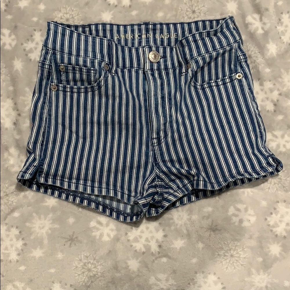 Stripped jean shorts